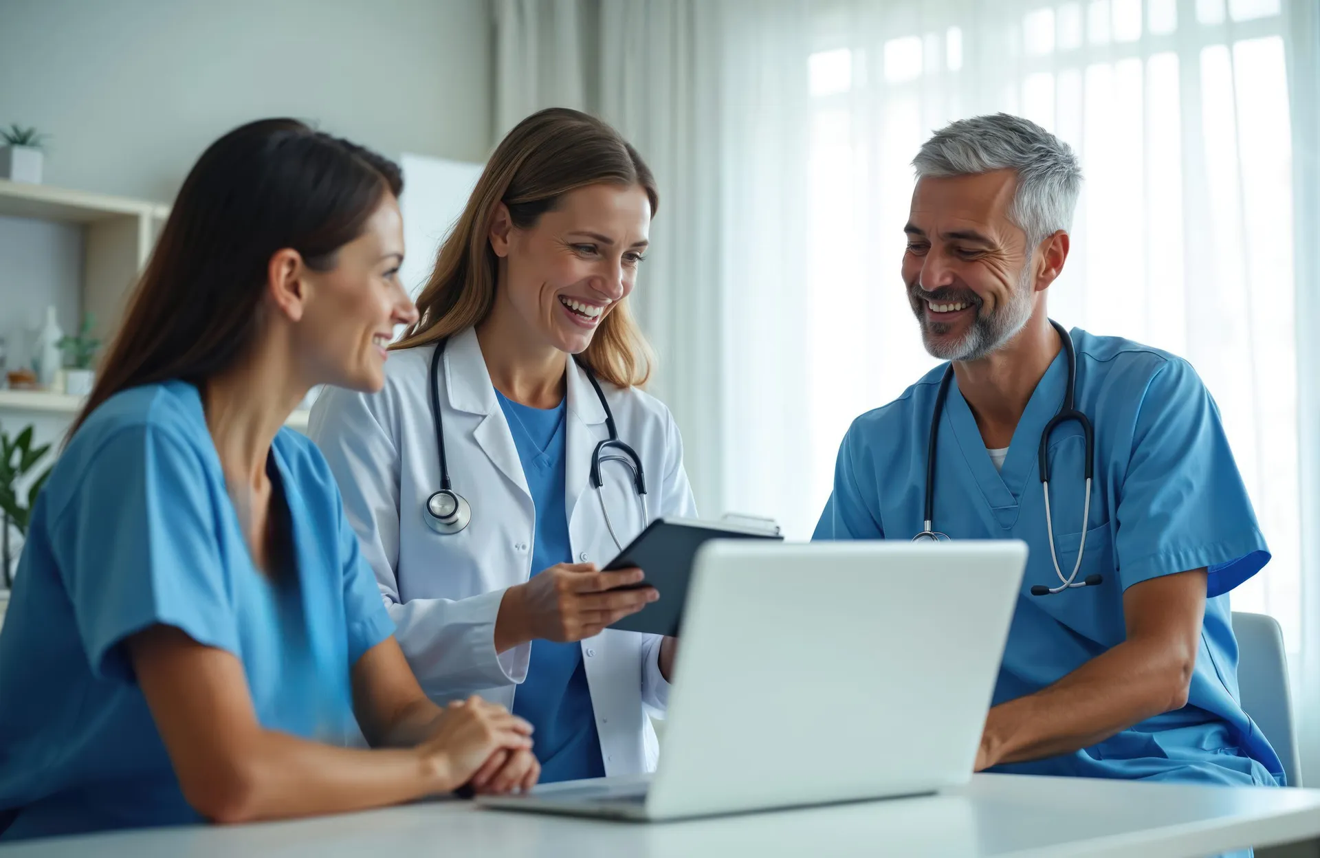 Healthcare team collaborating in a clinic